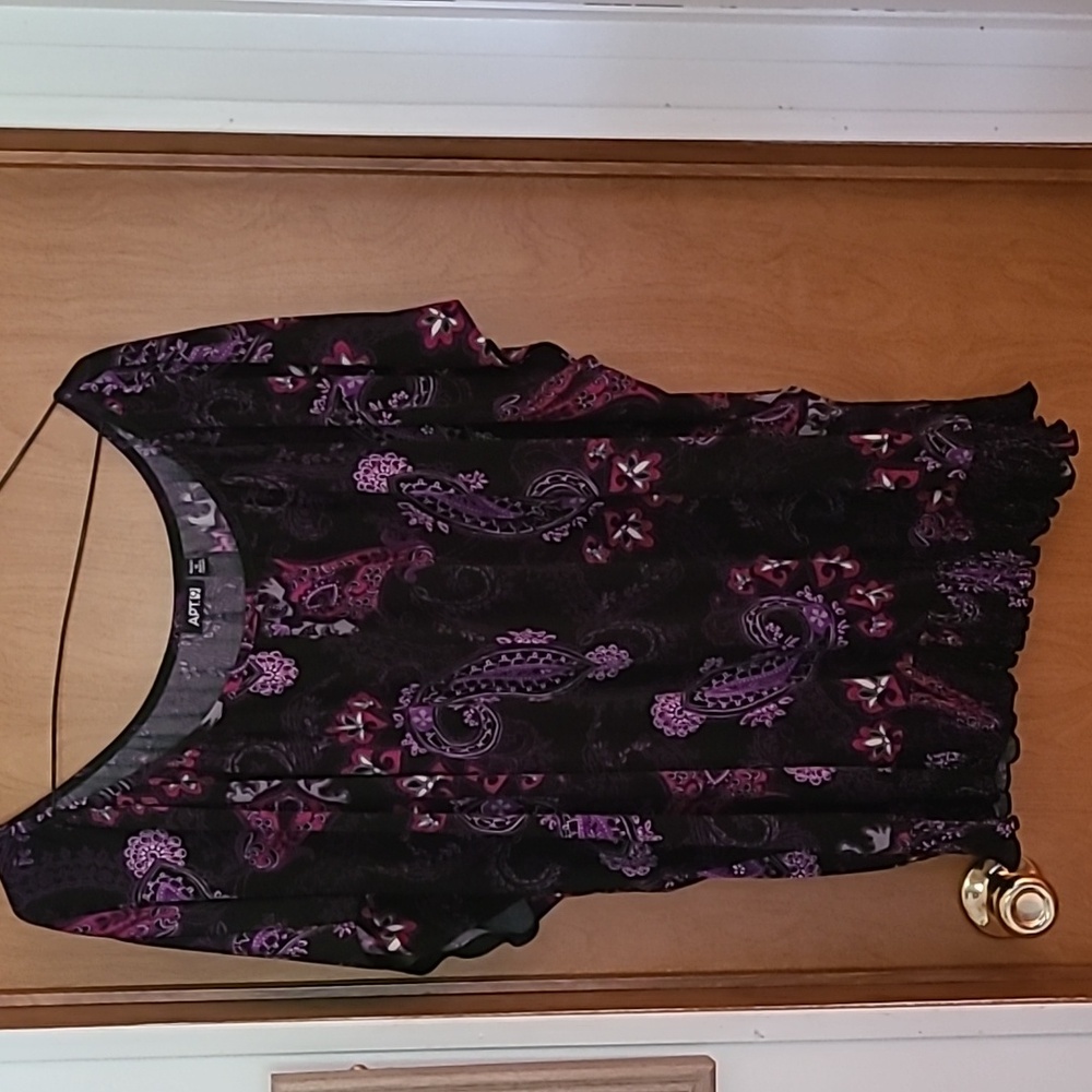 Apt. 9 Women's Elegant Black and Purple Blouse